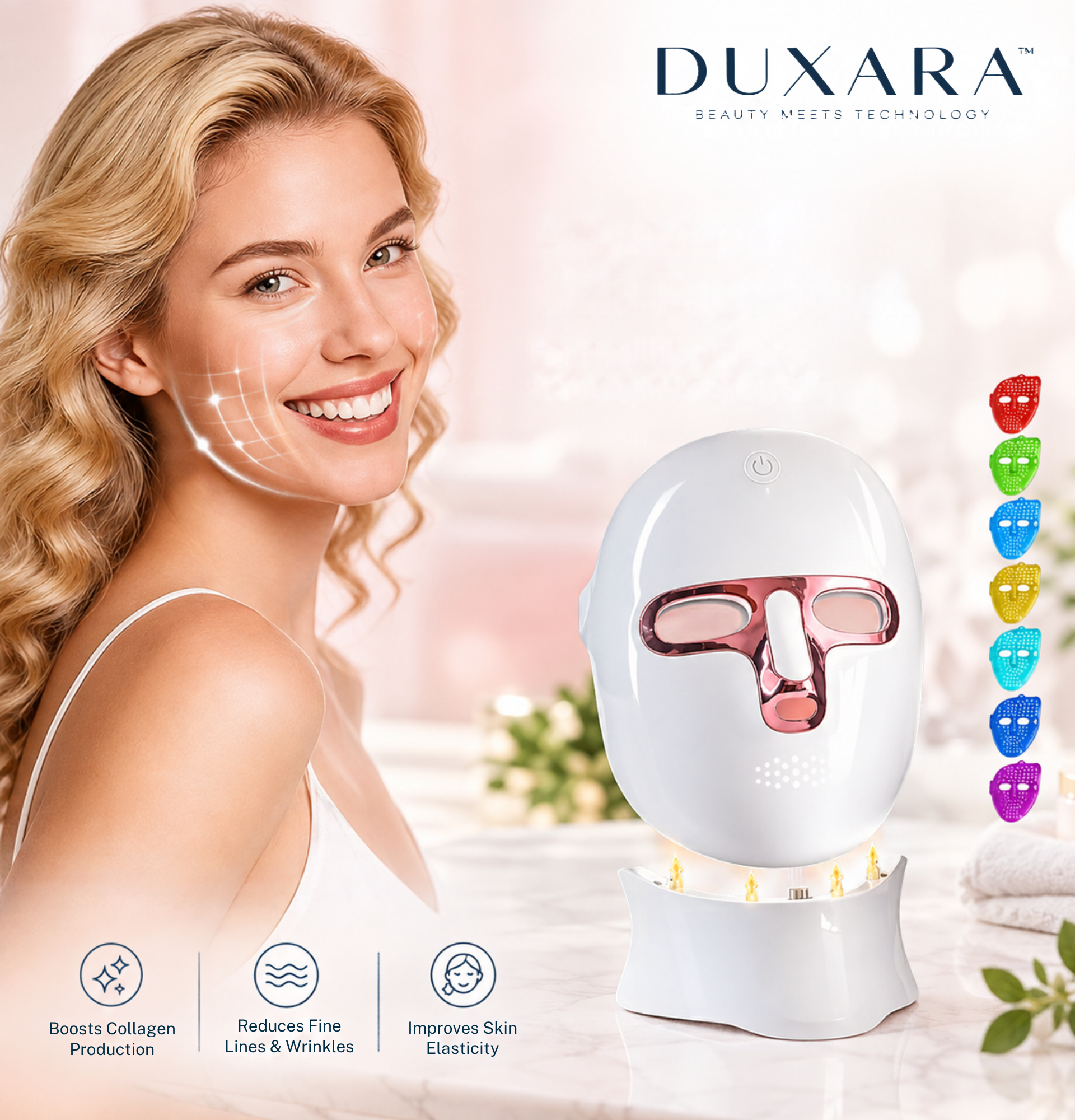 DUXARA LumiGlow 7-Color Facial Skincare Device USB Rechargeable